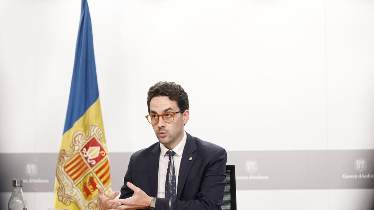 El ministre Guillem Casal en la compareixença d'avui a Govern