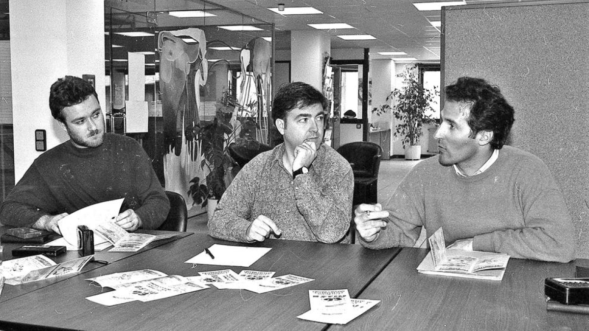 Jan Cartes, Carles Torralba i Josep Tudó presentant les activitats d'estiu.
