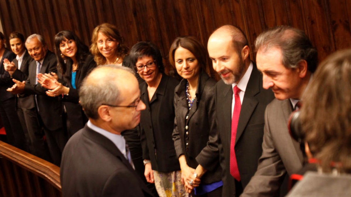 Toni Martí i Rosa Gili en un acte a la Casa de la Vall.