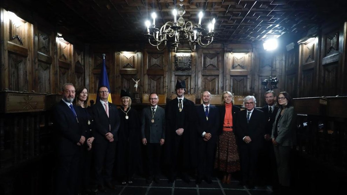 Els integrants del Consell Superior de la Justícia en l'acte de jurament a la Casa de la Vall