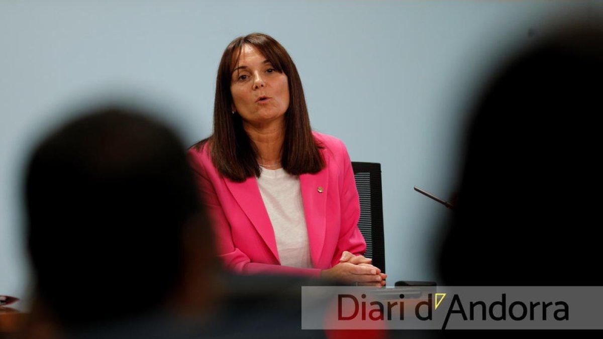 La ministra de Cultura, Mònica Bonell, en la presentació del projecte de llei del català aquesta tarda