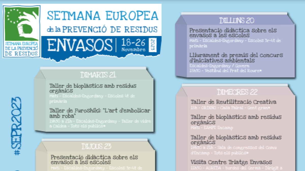 Activitats per commemorar la setmana europea de prevenció de residus