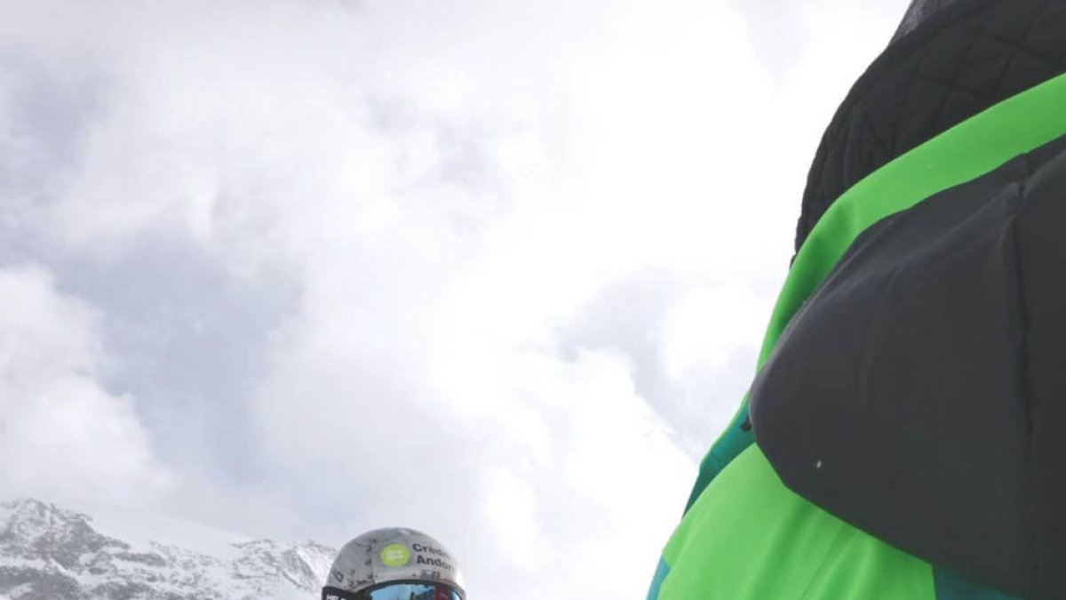 Cande Moreno, a l'estació de Zermatt-Cervina.