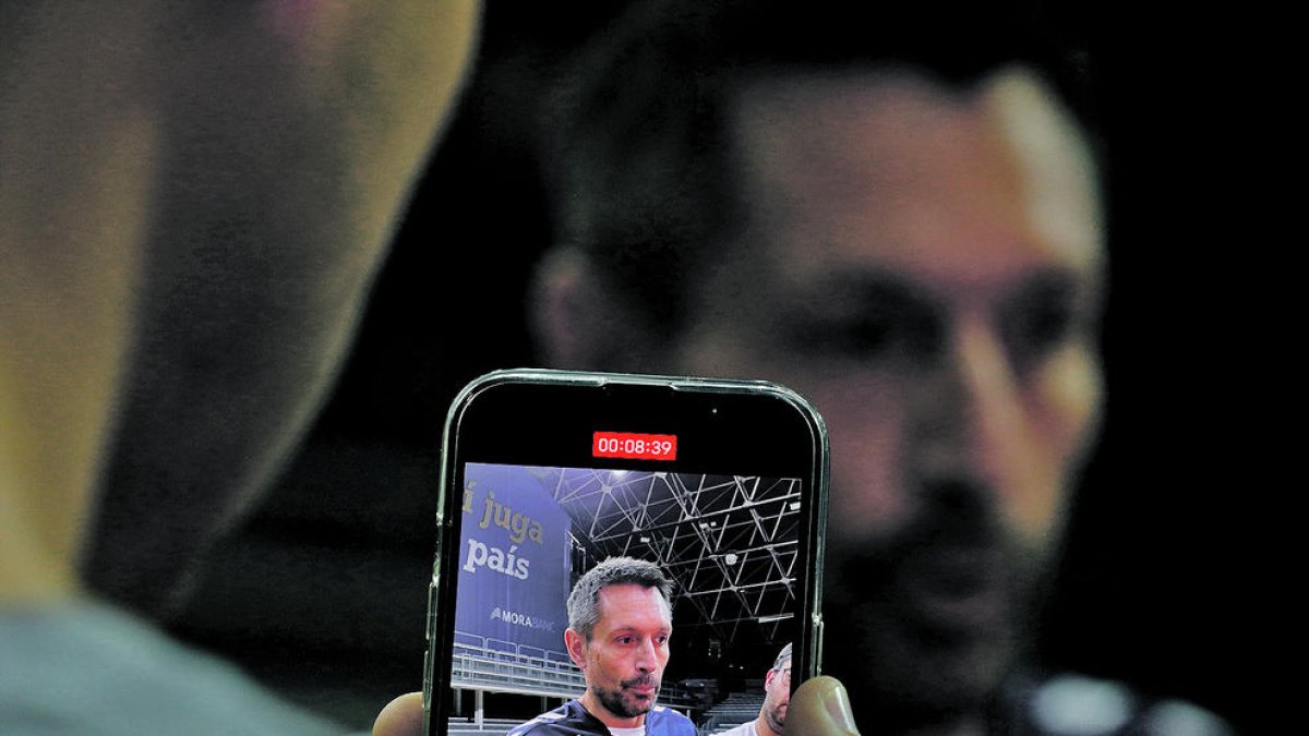 El tècnic del MoraBanc, Natxo Lezkano, durant el 'Media Day'.