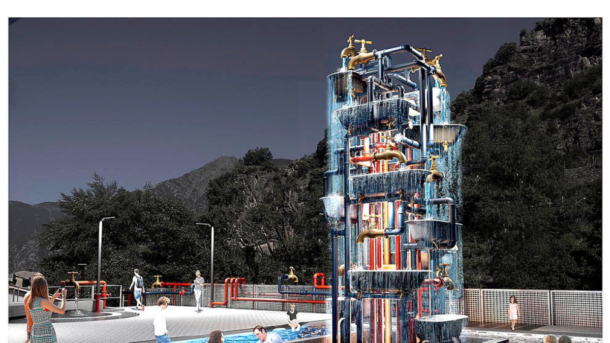 Render de la instal·lació artística del projecte Caldes.
