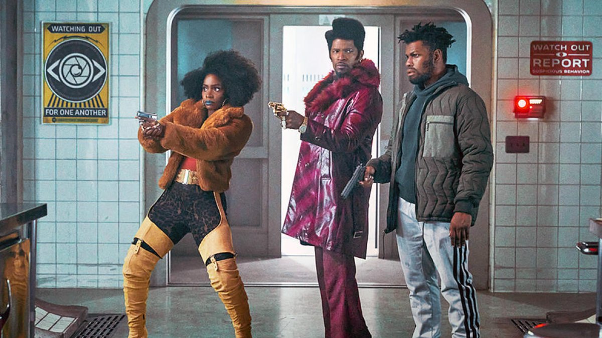 Els protagonistes principals: John Boyega, Jamie Foxx y Teyonah Parris