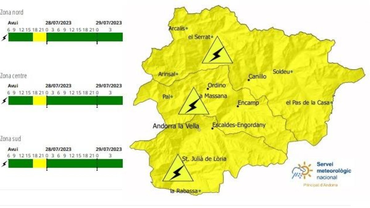 Avís groc per possibles tempestes a la nit