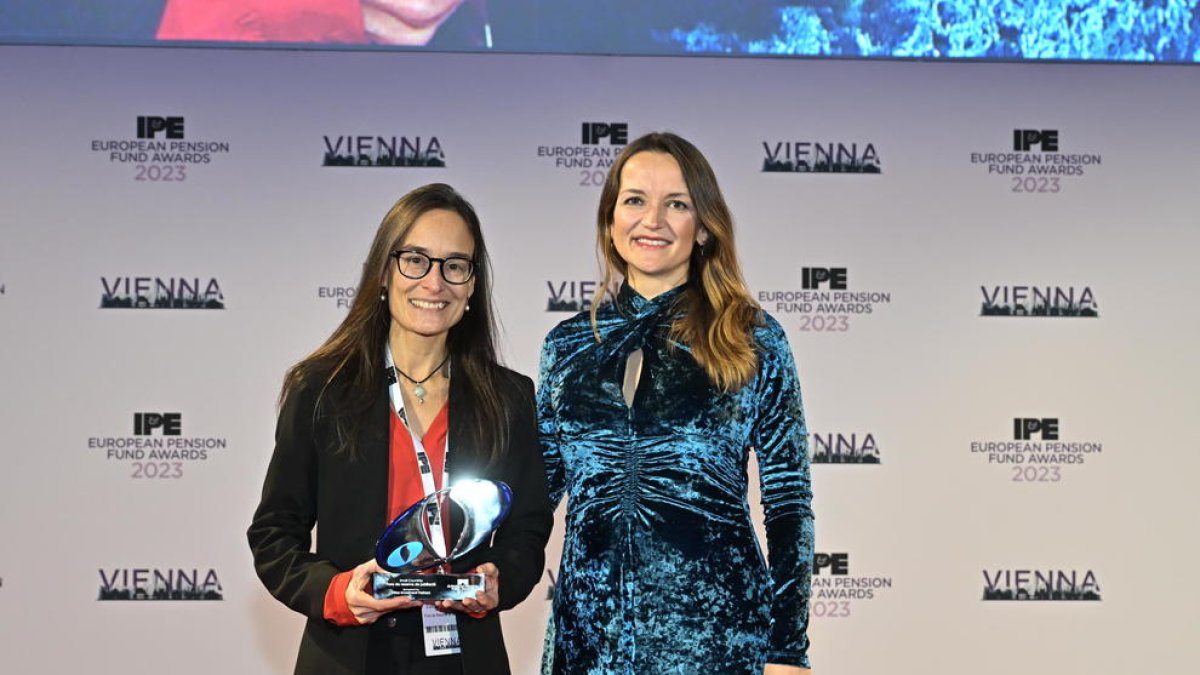 La directora del FRJ, Eulàlia Orobitg amb Diane Brückler, Managing Director de Virtus Investment Partners