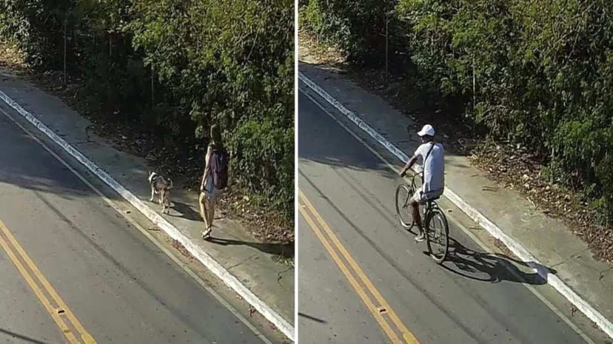 La jove i el sospitós del crim gravats per una càmera de seguretat.