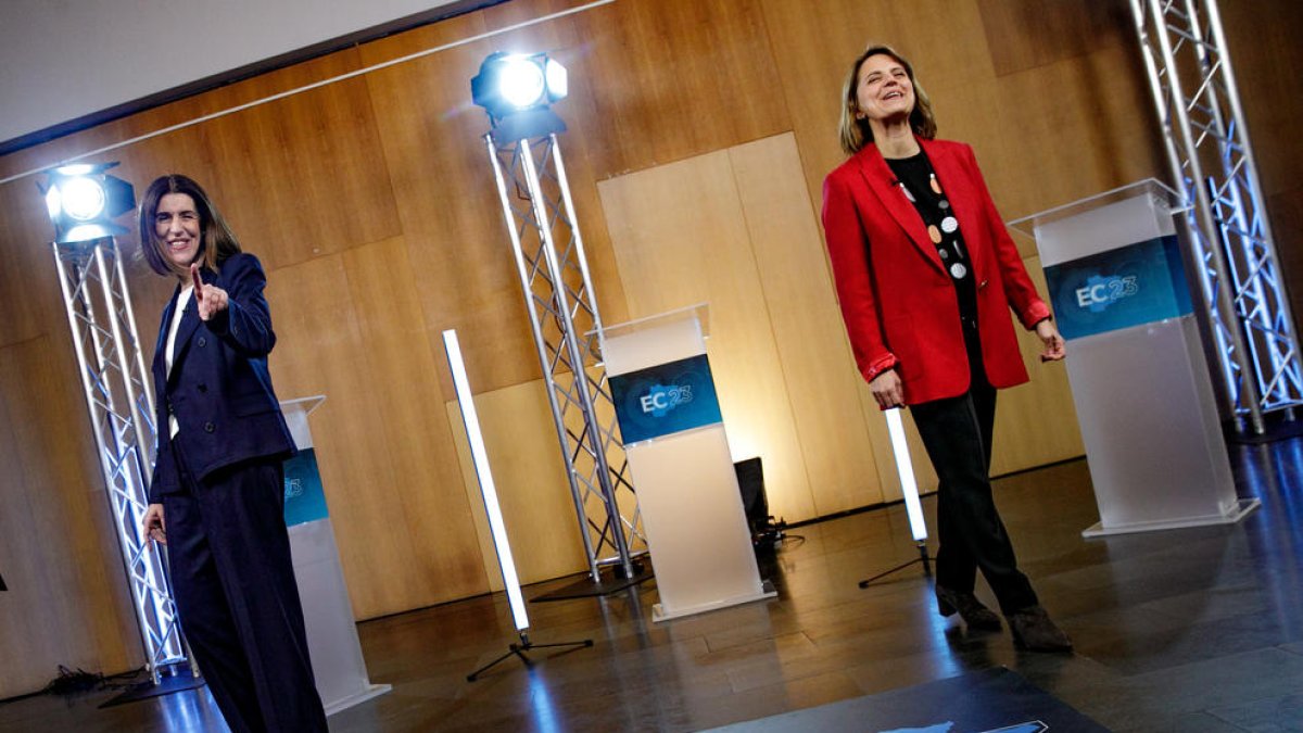 Anna García i Rosa Gili van debatre ahir a Andorra Televisió.