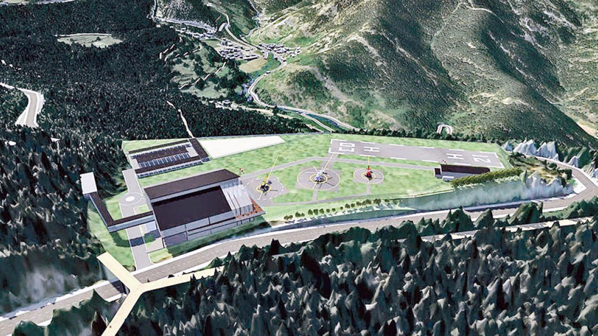 Simulació del futur heliport nacional a la Caubella.