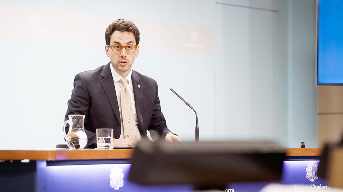 El ministre portaveu, Guillem Casal, durant la roda de premsa del consell de ministres.