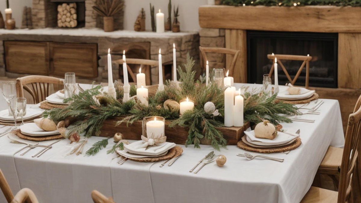 Taula muntada per a un sopar d'empresa.