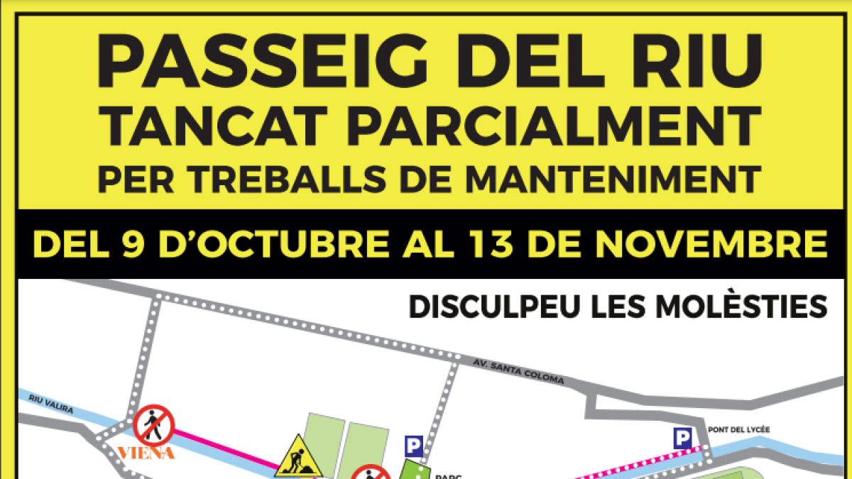 Les obres d'eixamplament del passeig del riu de la capital comencen dilluns