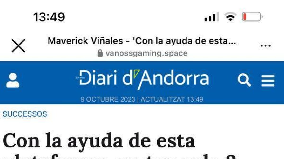 Imatge de la notícia falsificada que s'atribueix al Diari