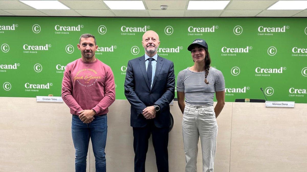 Cristian Tobio, Martí Alfonso i Mònica Doria, a la roda de premsa de balanç de temporada.