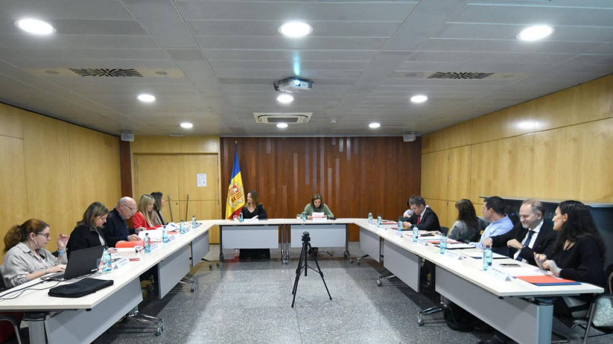 Les ministres Helena Mas i Trini Marín en la reunió de la comissió nacional de prevenció de la violència de gènere i domèstica