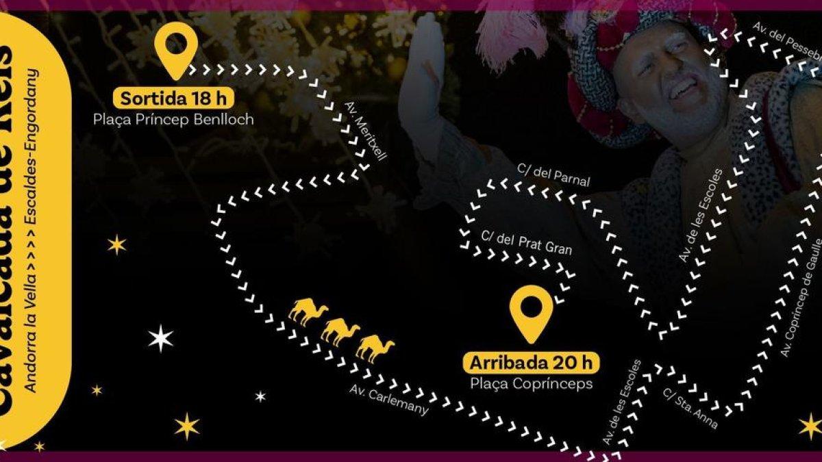 Recorregut de la cavalcada dels Reis Mags a la capital i Escaldes