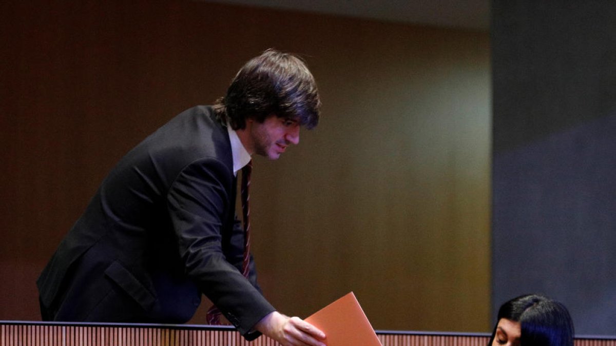El síndic general, Carles Ensenyat i la consellera general d'Andorra Endavant, Carine Montaner