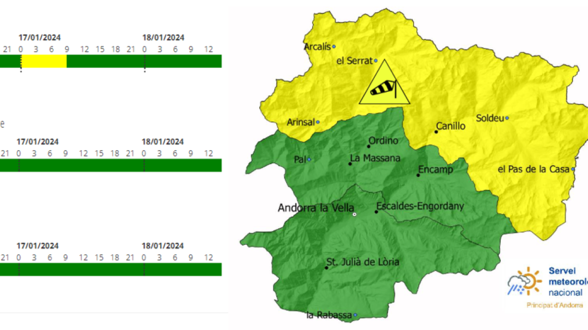 Avís groc al nord a partir d'aquesta matinada