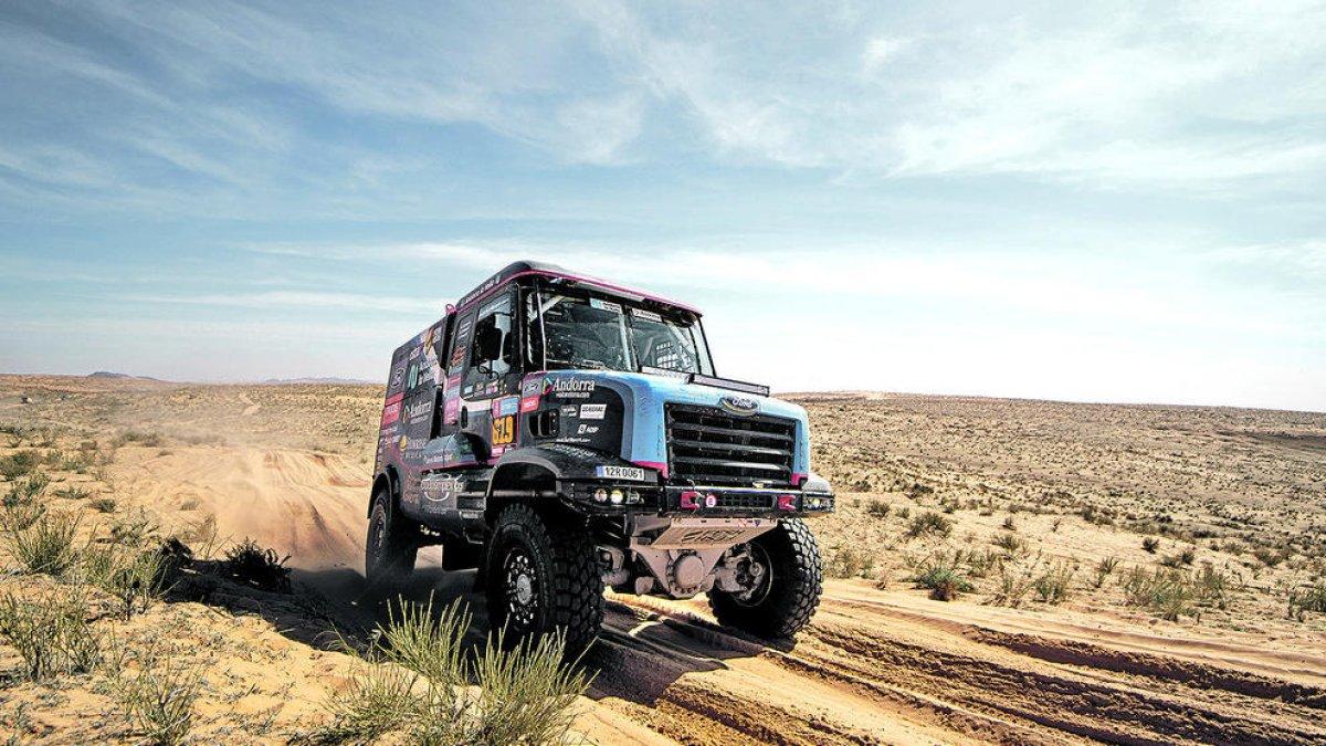 Albert Llovera, durant l'etapa d'ahir del Dakar, amb arribada a Al-Ula.