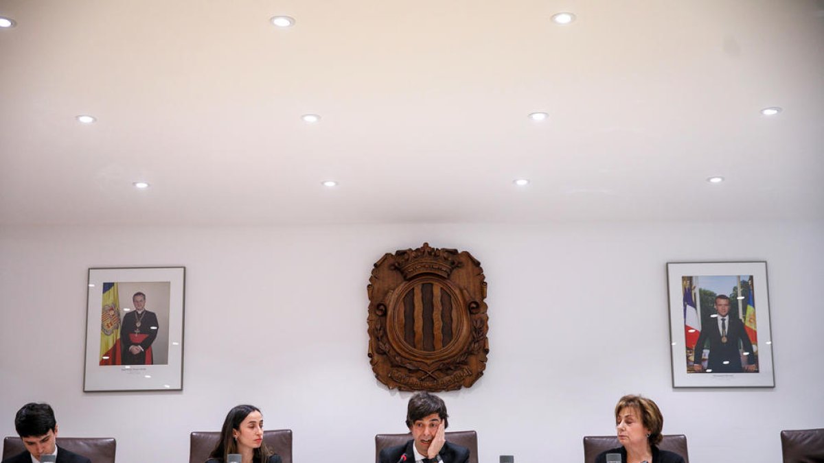 El cònsol major, Sergi González, ahir durant el consell de comú.
