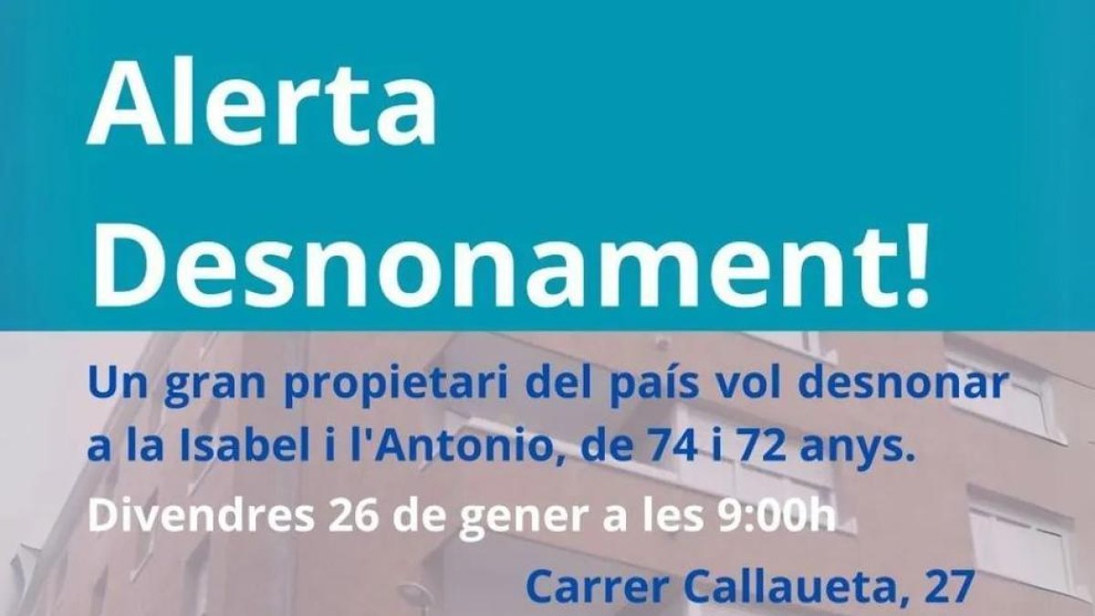 Convocatòria de la concentració contra el desnonament