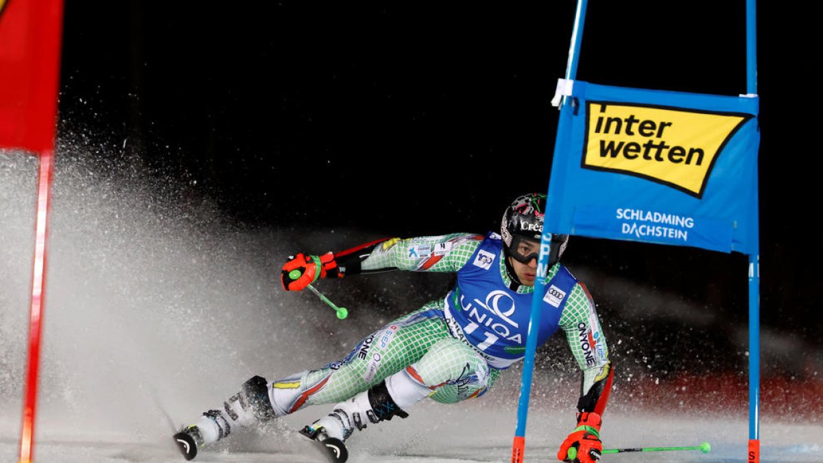 Joan Verdú, a la baixada d'ahir a Schladming.