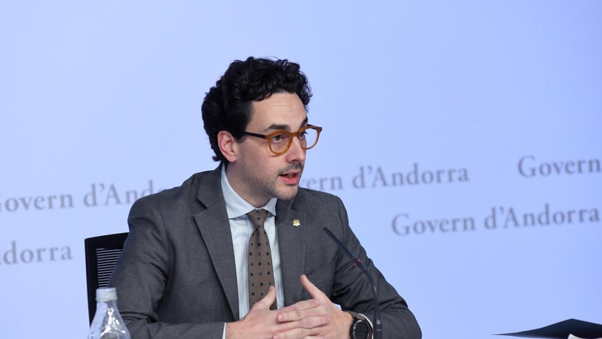 El ministre Guillem Casal en la roda de premsa d'aquesta tarda