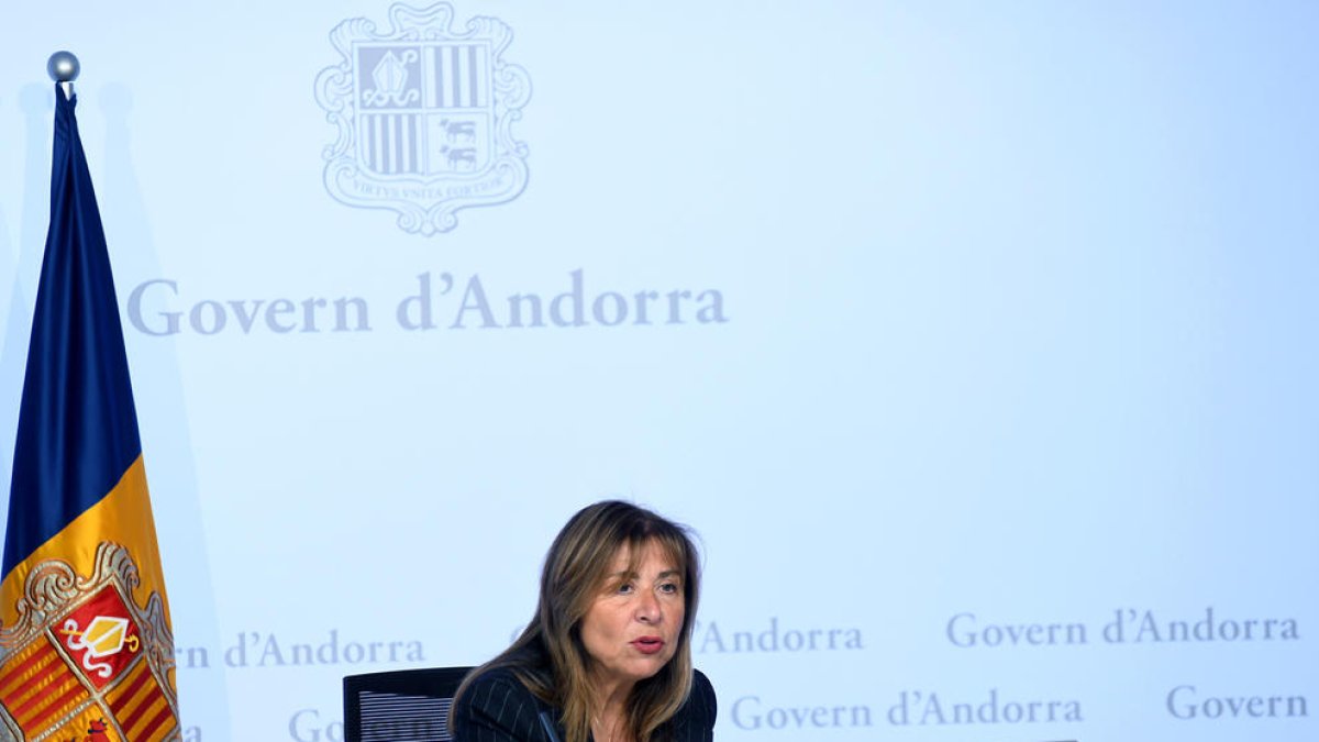 La ministra Conxita Marsol en la compareixença d'aquesta tarda