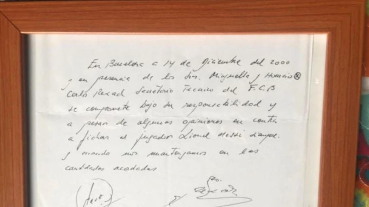El tovalló on Messi va signar el contracte