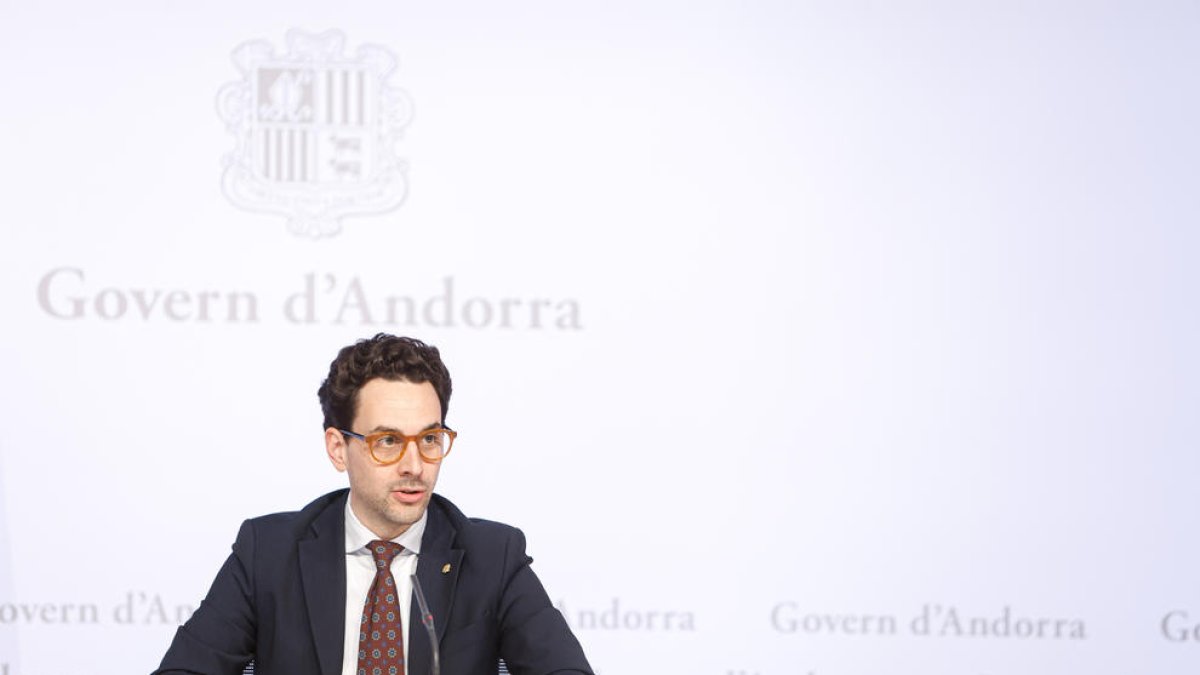 El ministre Guillem Casal en la roda de premsa d'aquesta tarda