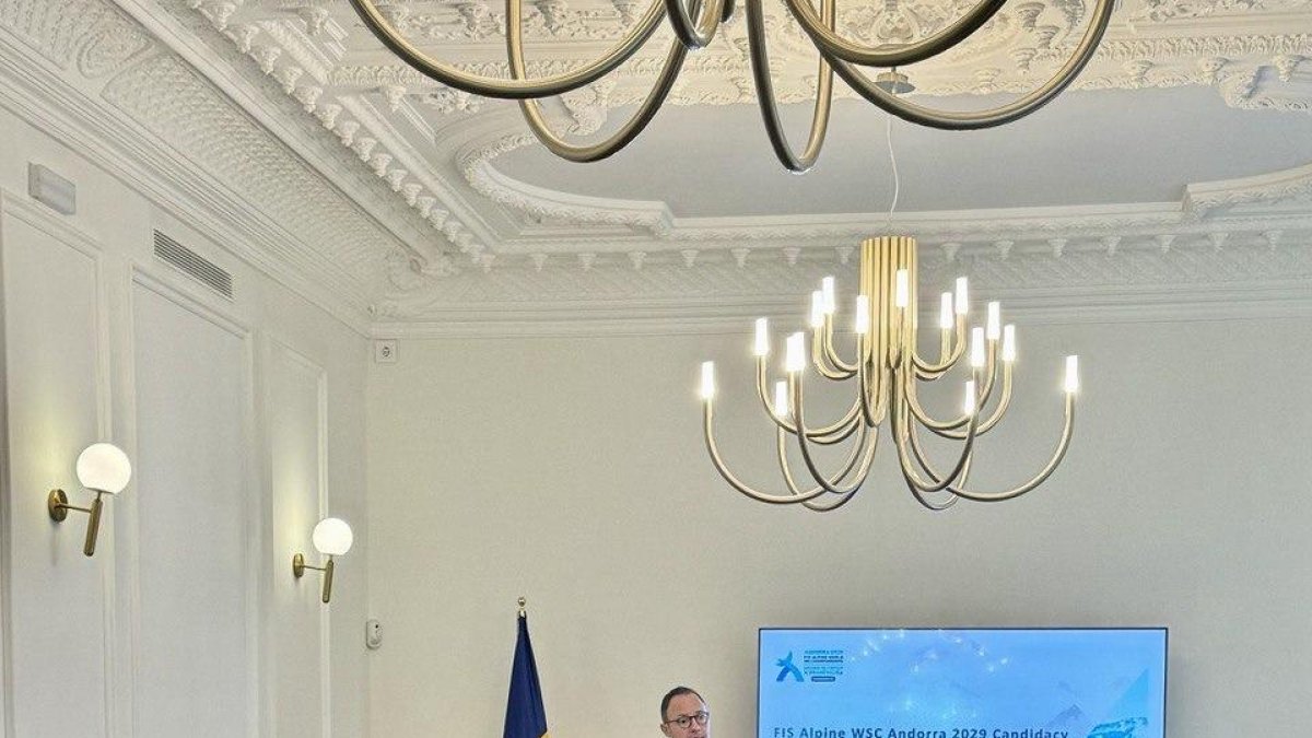 Xavier Espot en la trobada d'avui a Madrid per promocionar la Copa del Mön