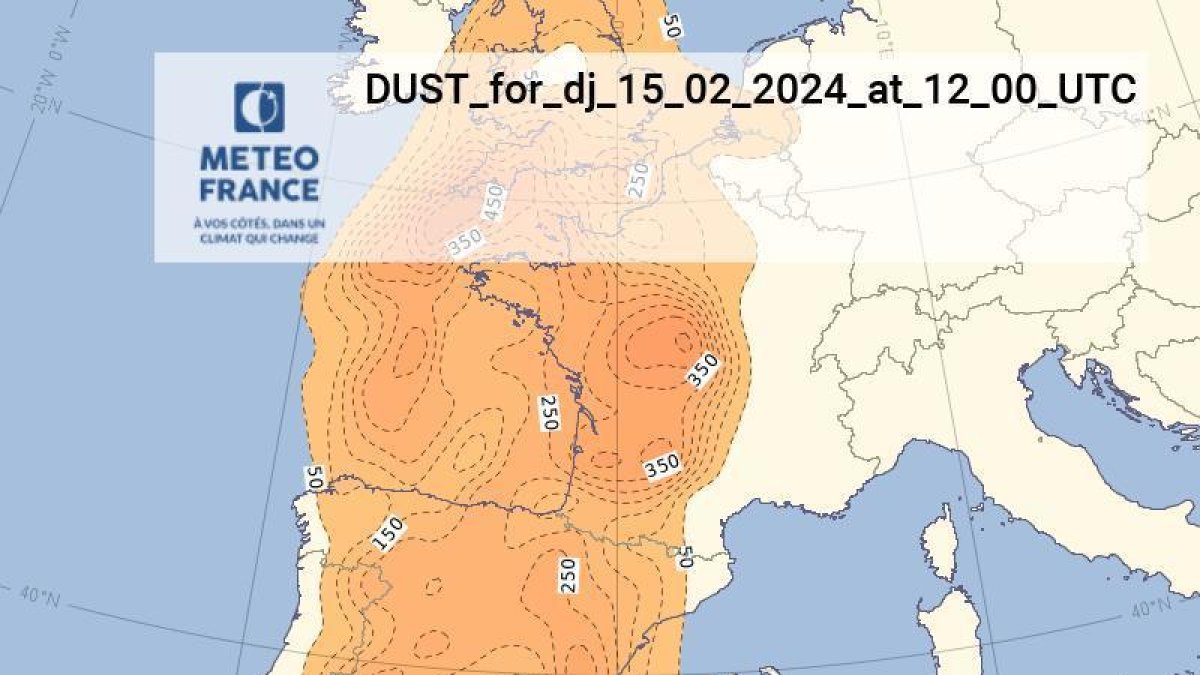 El pols en suspensió afectarà la península ibèrica i part de França