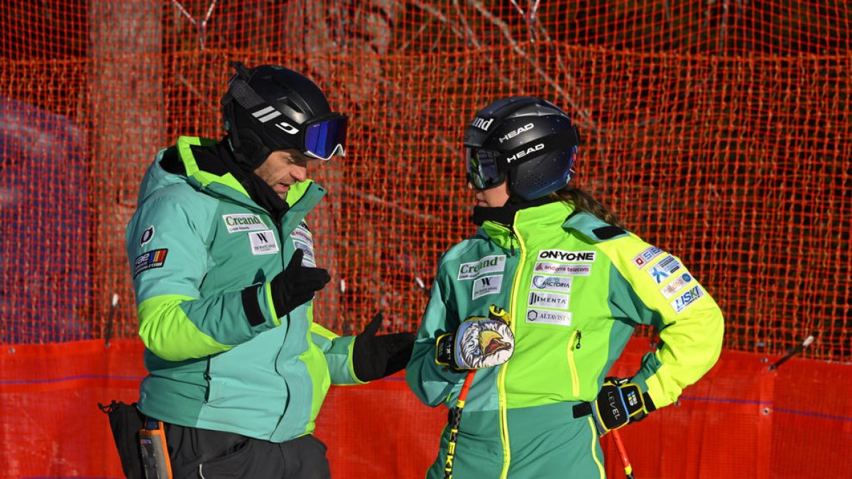 Cande Moreno, i el seu tècnic Simon Bastelica.