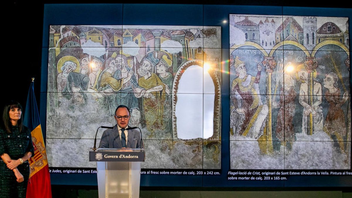 El cap de Govern, Xavier Espot, durant la presentació d'aquesta tarda