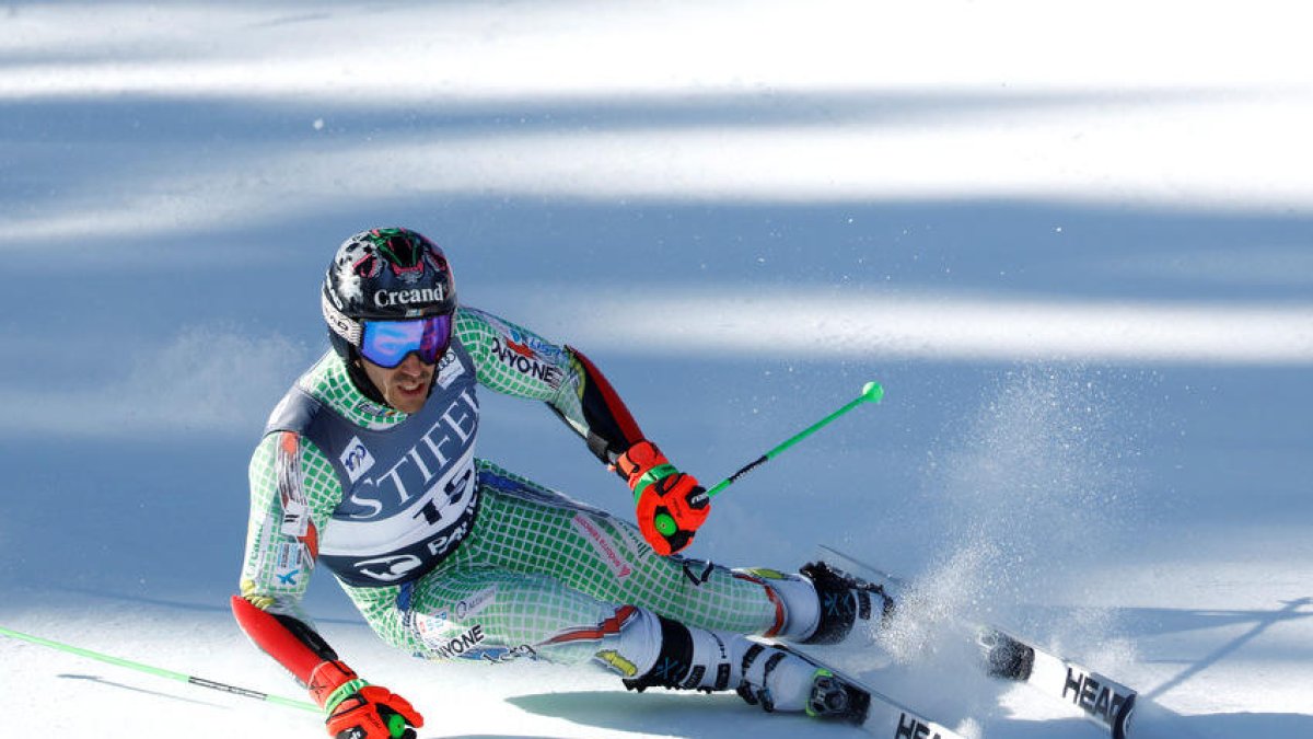Joan Verdú durant la primera mànega que va fer recentment a Palisades Tahoe.