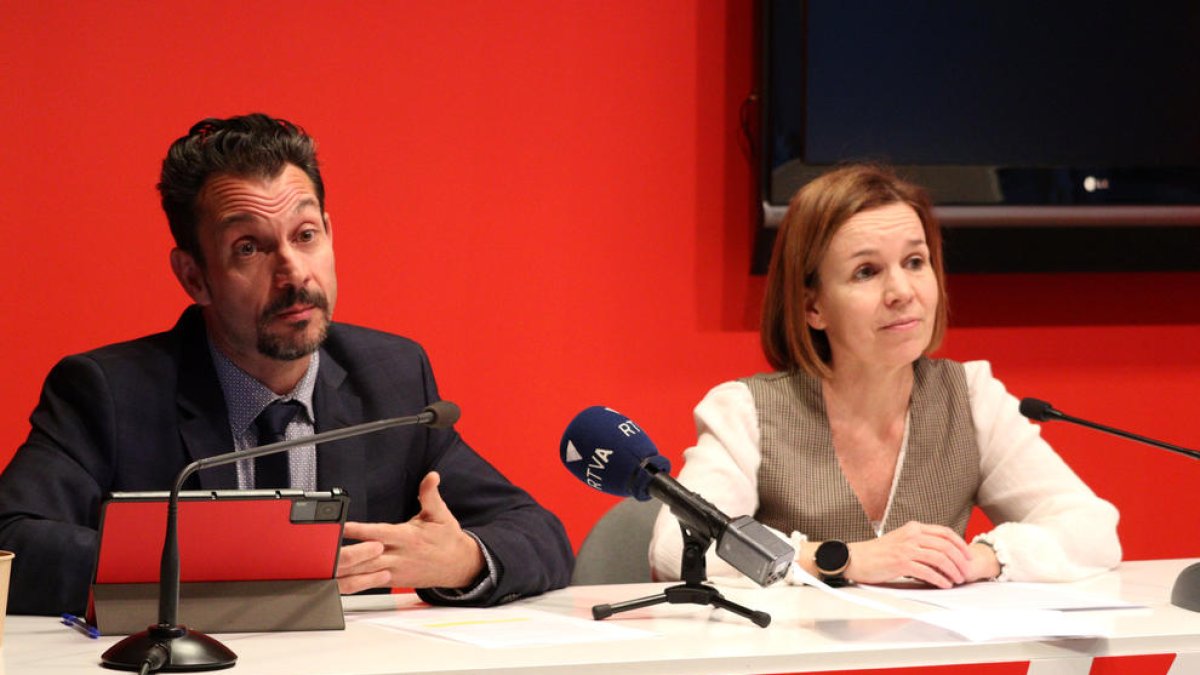 Alís i Pujol en la roda de premsa, ahir.