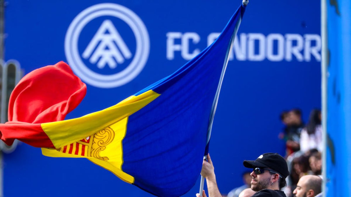Un aficionat tricolor a l'Estadi Nacional.