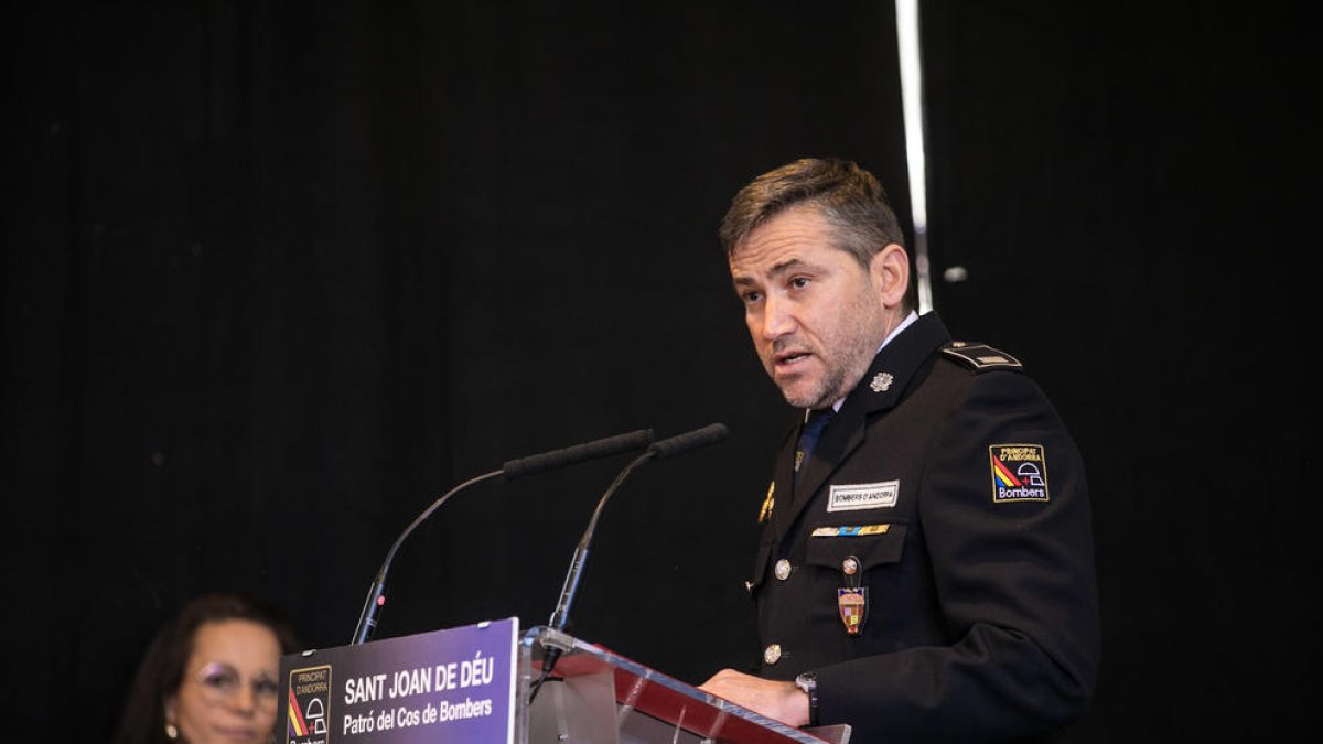 Jordi Farré, director del cos en el dia del patró dels Bombers