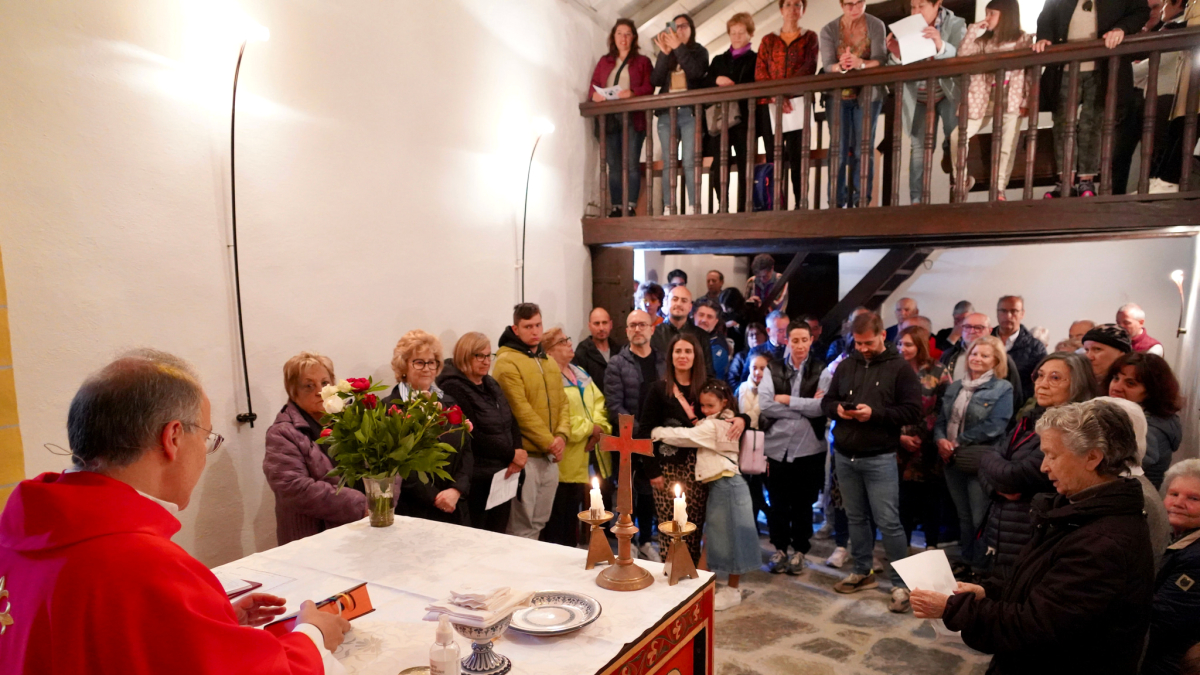 Un moment de la missa celebrada per la diada de Sant Romà de Vila.