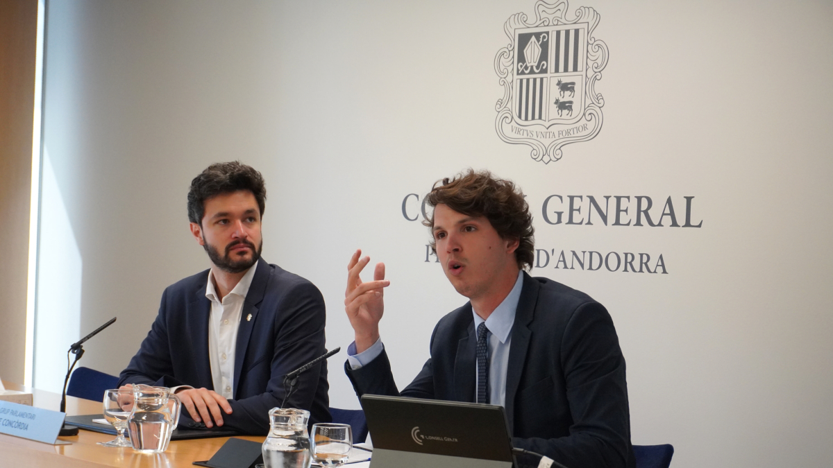 Cerni Escalé i Pol Bartolomé a la roda de premsa d’ahir.