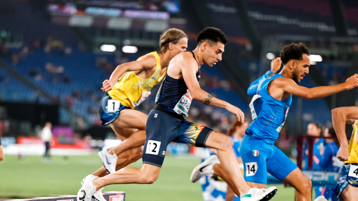 Nahuel Carabaña durant la cursa celebrada ahir a Roma.