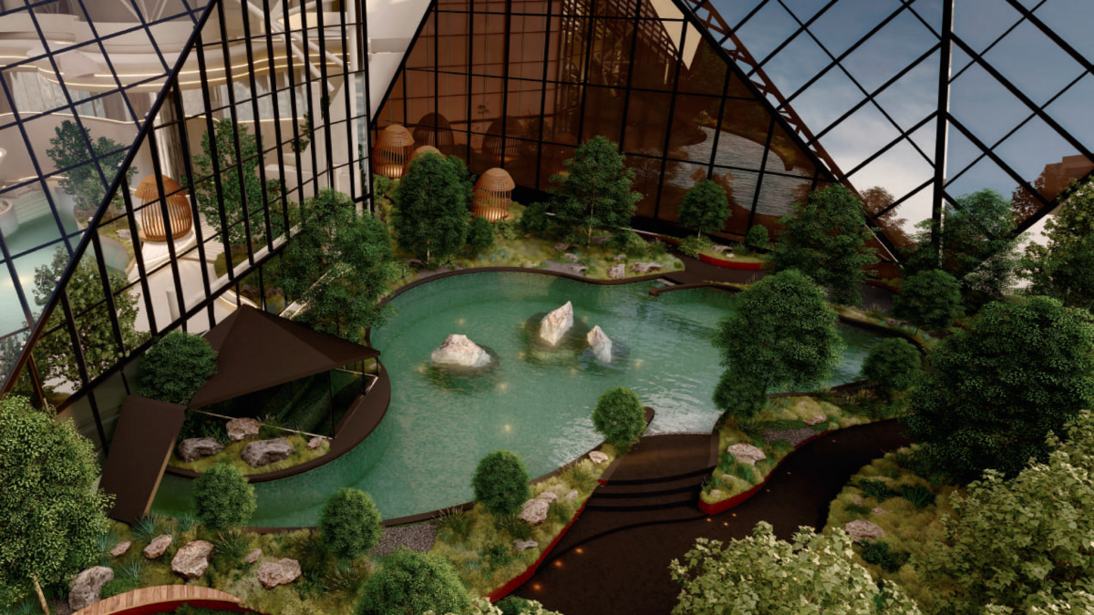 Imatge virtual de la nova llacuna exterior del termolúdic.