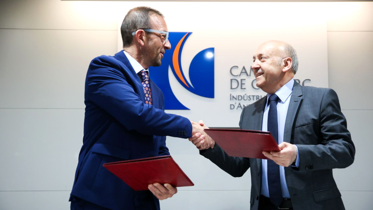 El ministre Jordi Torres i el president de la Cambra de Comerç, Josep Maria Mas.