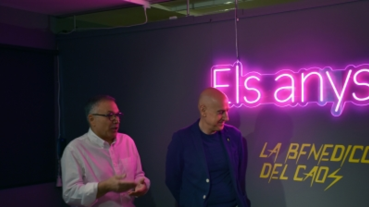 Valentí Closa i Joaquim Dolsa, durant la inauguració de l'exposició