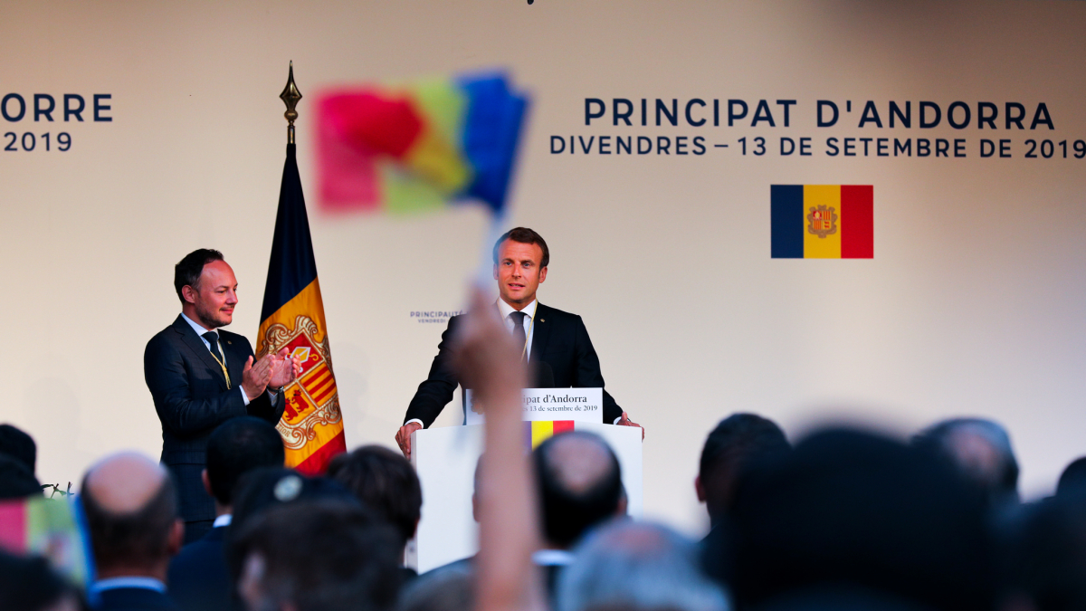 Emmanuel Macron amb Xavier Espot durant la visita del 2019.