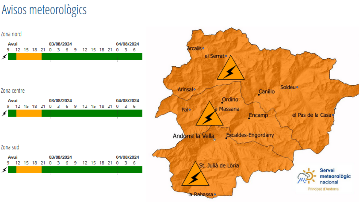 Avís taronja a tot el Principat per fortes tempestes aquesta tarda