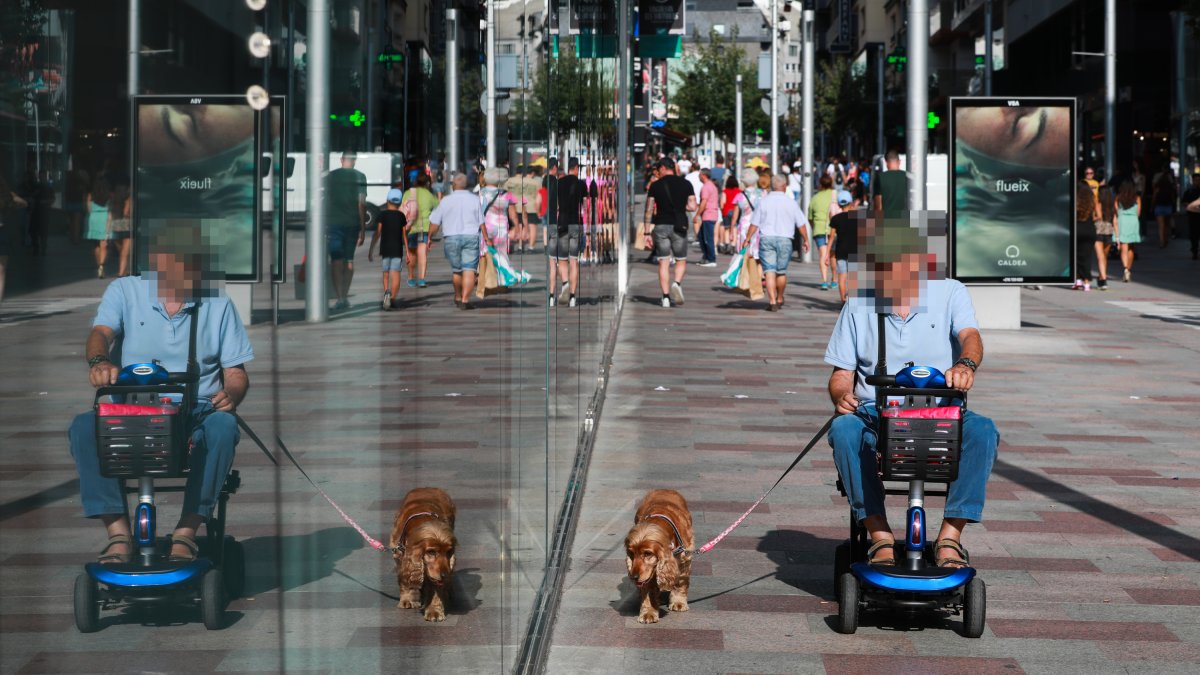 Una persona amb mobilitat reduïda passejant el seu gos.
Cadira de rodes discapacitat
Foto: Fernando Galindo