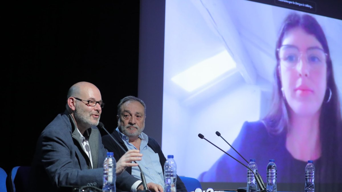 Òscar Escuder i Marc Vila en la presentació la Plataforma Andorrana per la Llengua